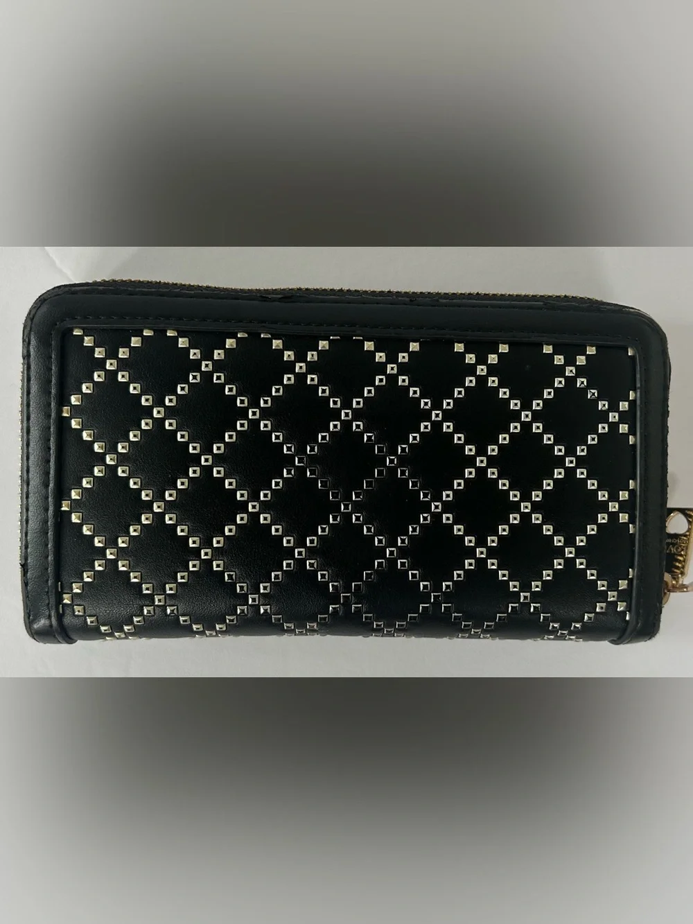 Love Moschino Black Quilted Studded Wallet with Silver Logo